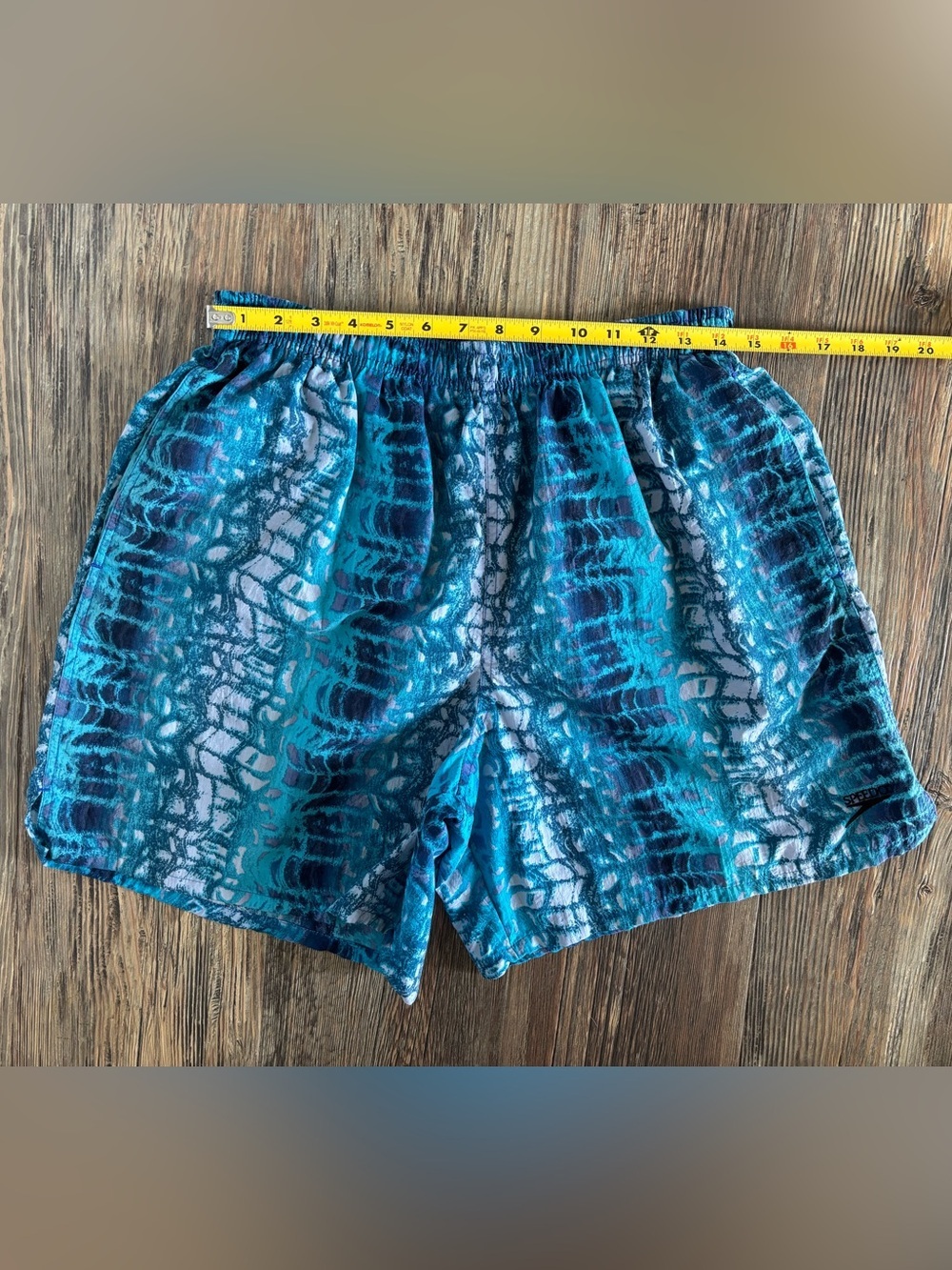 Vtg Speedo Swim Trunks Shorts Mens L Blue Psychedelic Bold Print Mesh Lined 80s - Picture 5 of 12